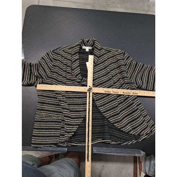 NWT Cato Blazer Jacket Black Gold Striped Knit Open Shawl Cardigan Women's Size - Picture 6 of 6